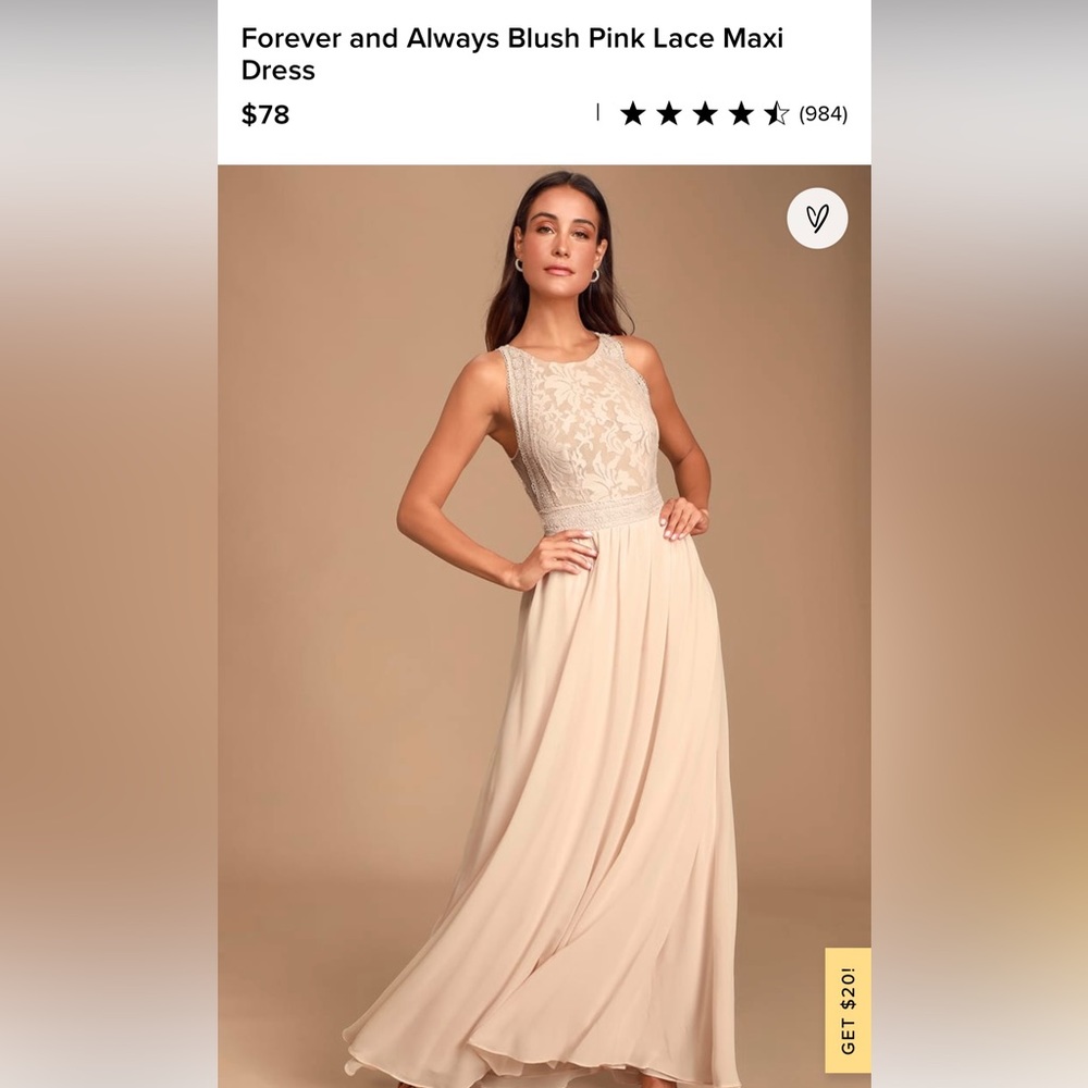 NWT Lulu’s Forever and Always Blush Pink Lace Maxi Dress| size XL